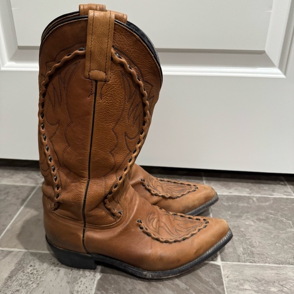 Dan Post Vintage Brown Western Leather Cowboy Boots Sz 8 Phoenix 26644 - Picture 5 of 13